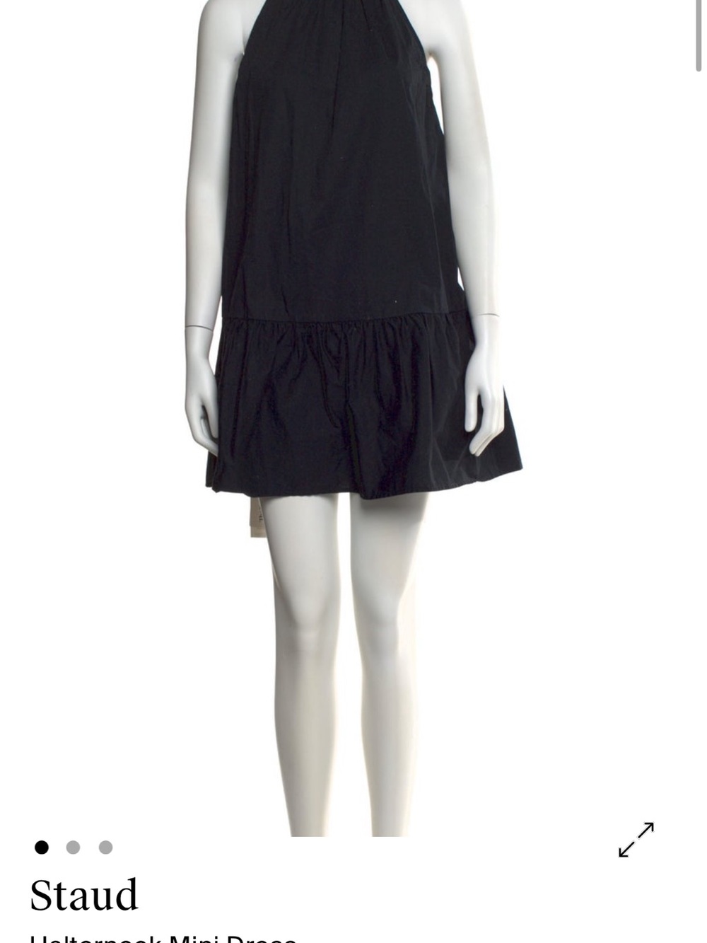 STAUD Black Halter Drop-Waist Mini Dress